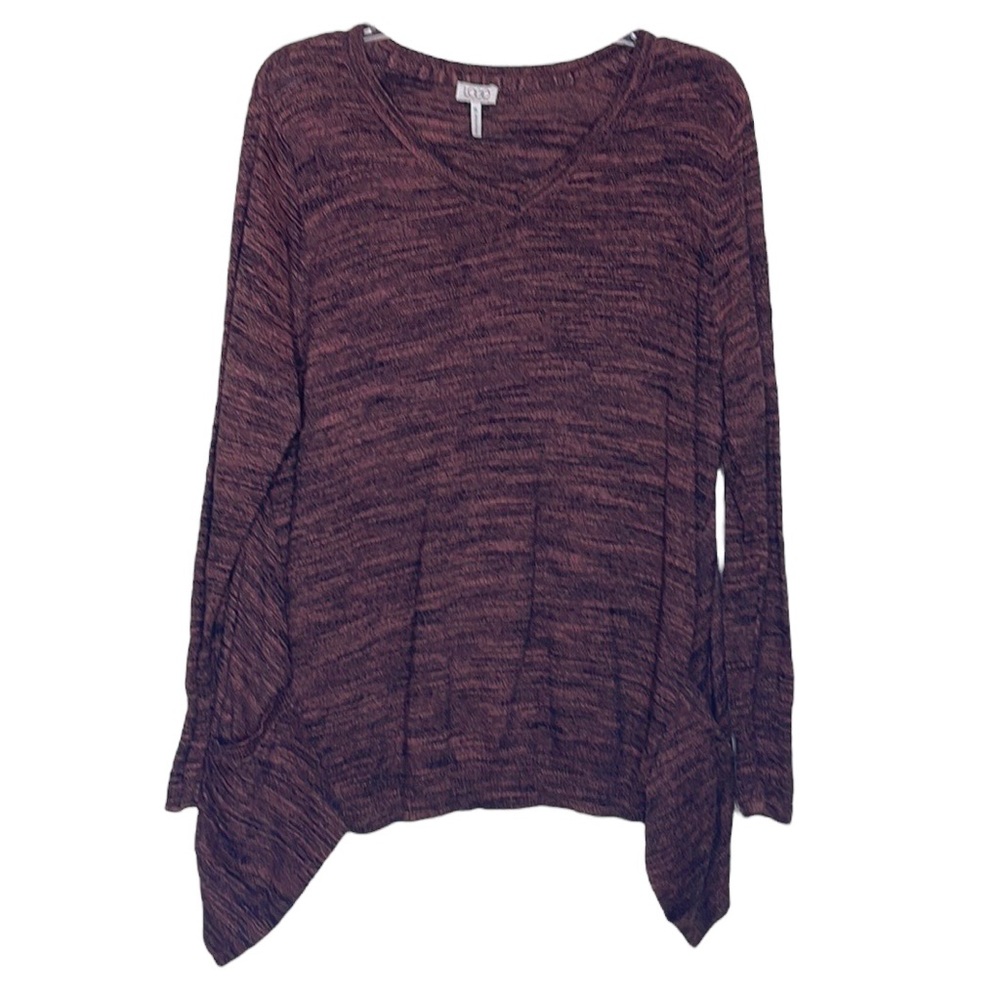 LOGO Lori Goldstein Melange Cotton Cashmere Knit Sweater